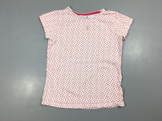 T-shirt m.c blanc coeurs roses, moins cher chez Petit Kiwi