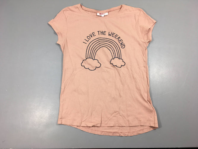 T-shirt m.c vieux rose arc-en-ciel Love, moins cher chez Petit Kiwi