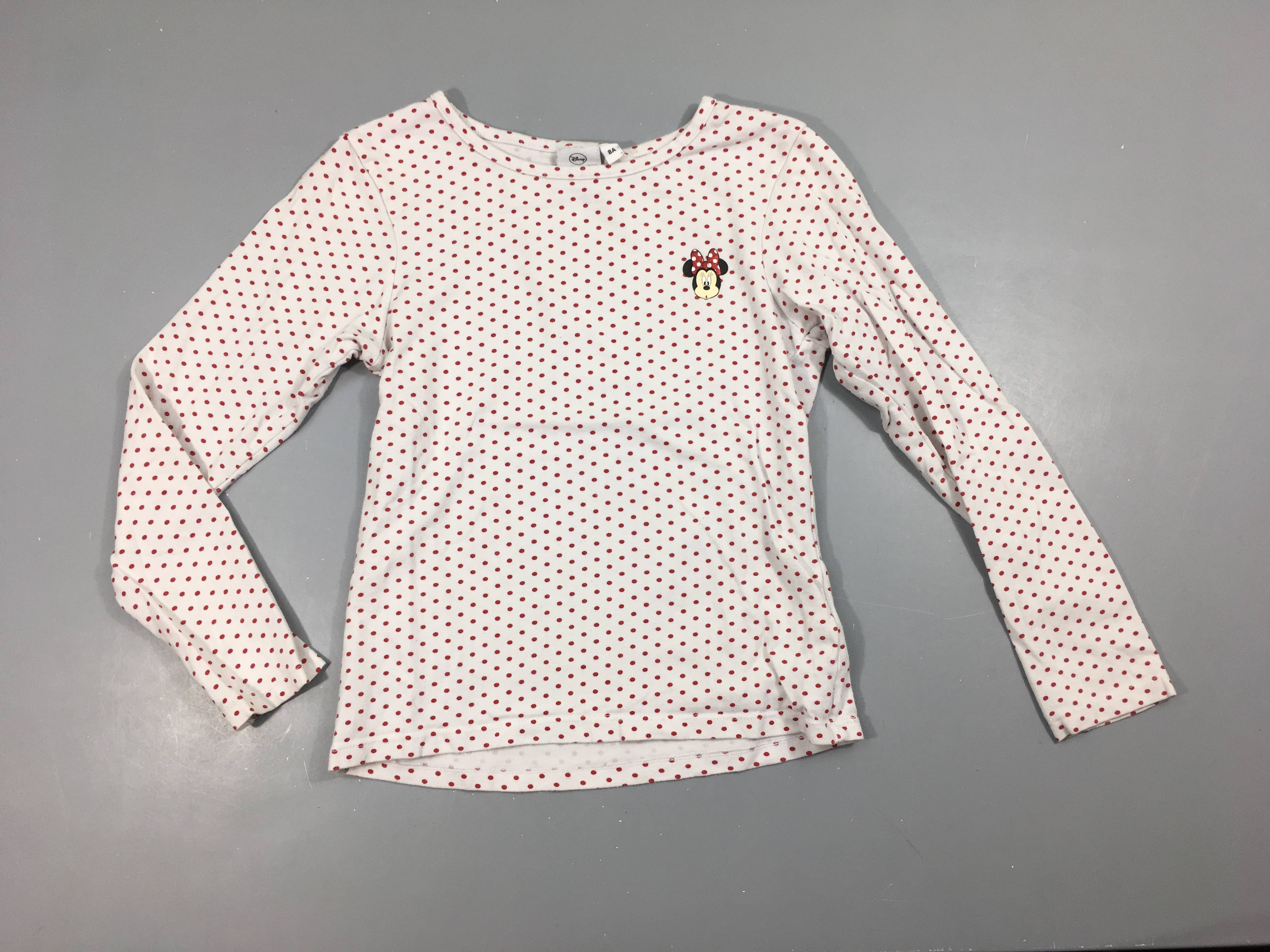 T-shirt m.l blanc pois rouge Minnie