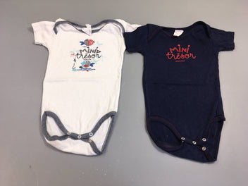 Lot de 2 bodies m.c bleu foncé/blanc mini trésor