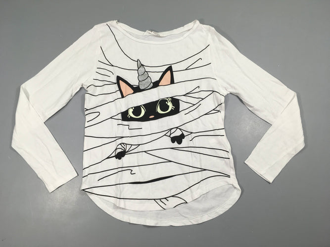 T-shirt m.l blanc chat licorne, moins cher chez Petit Kiwi