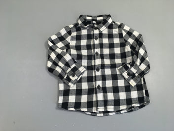 Chemise m.l flanelle carreaux noir/blanc