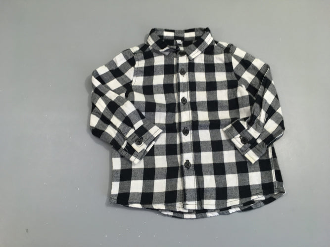 Chemise m.l flanelle carreaux noir/blanc, moins cher chez Petit Kiwi