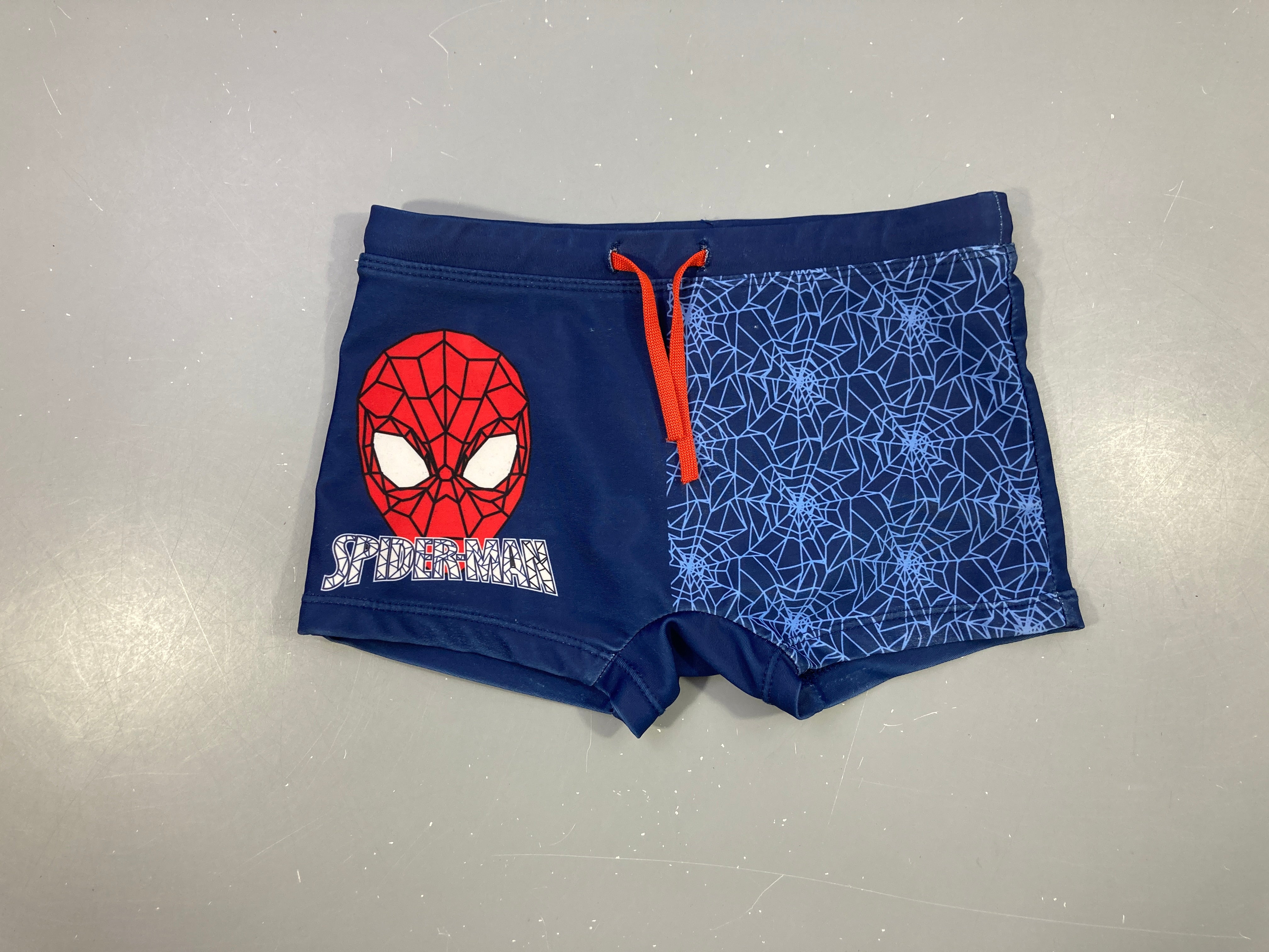 Maillot boxer bleu Spiderman Légèrement usé fesses