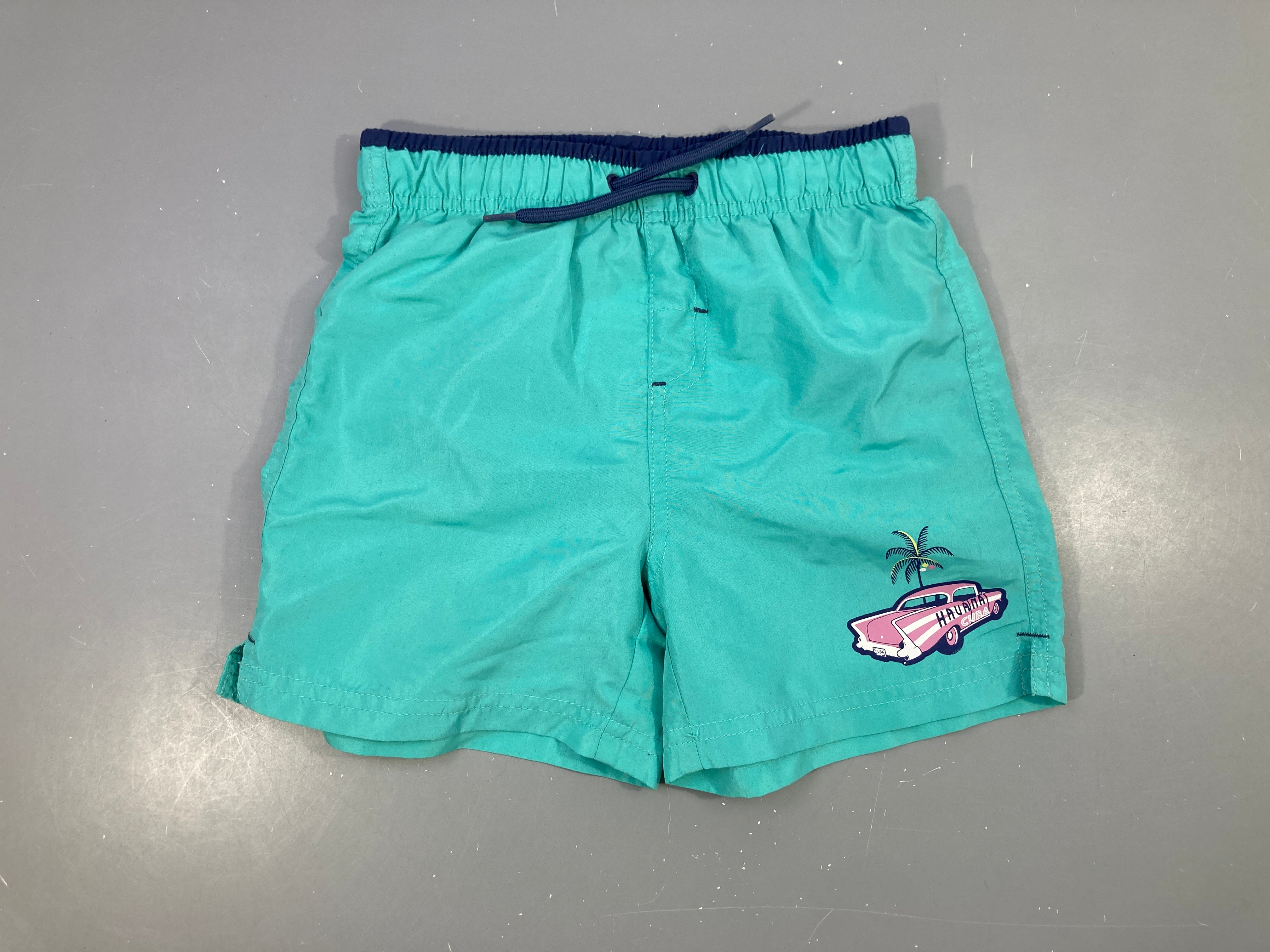 Maillot short bleu voiture palmier