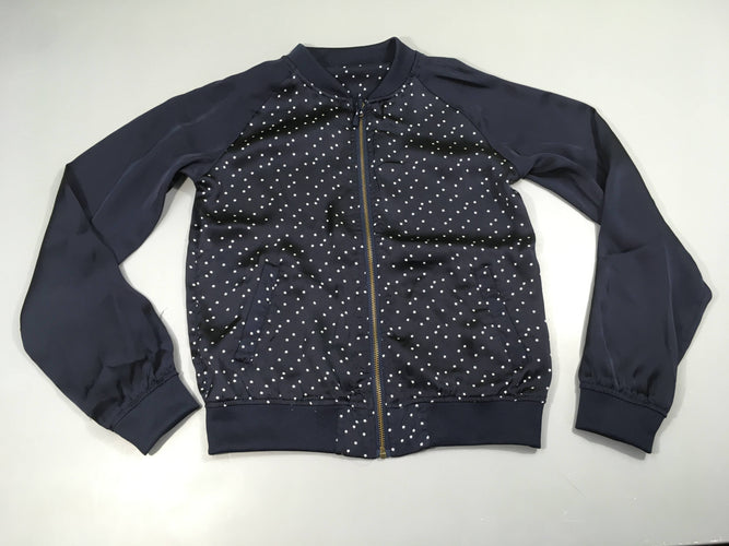 Sweat léger effet satiné zippé bleu foncé étoile blanches, moins cher chez Petit Kiwi