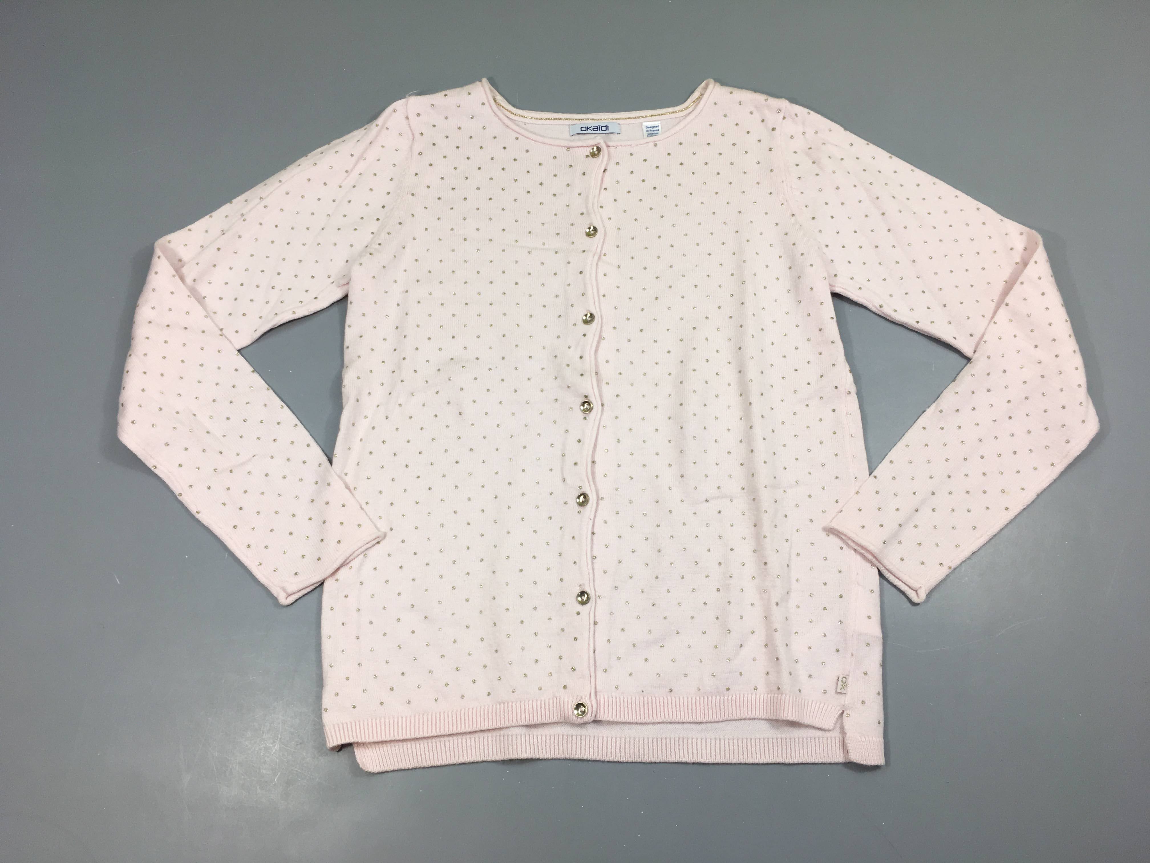 Gilet rose pâle pois dorés