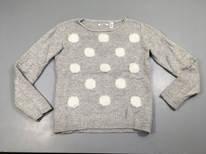 Pull gris pois texturé 6% alpaga, moins cher chez Petit Kiwi