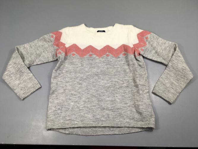 Pull gris-rose-écru bouloches, moins cher chez Petit Kiwi