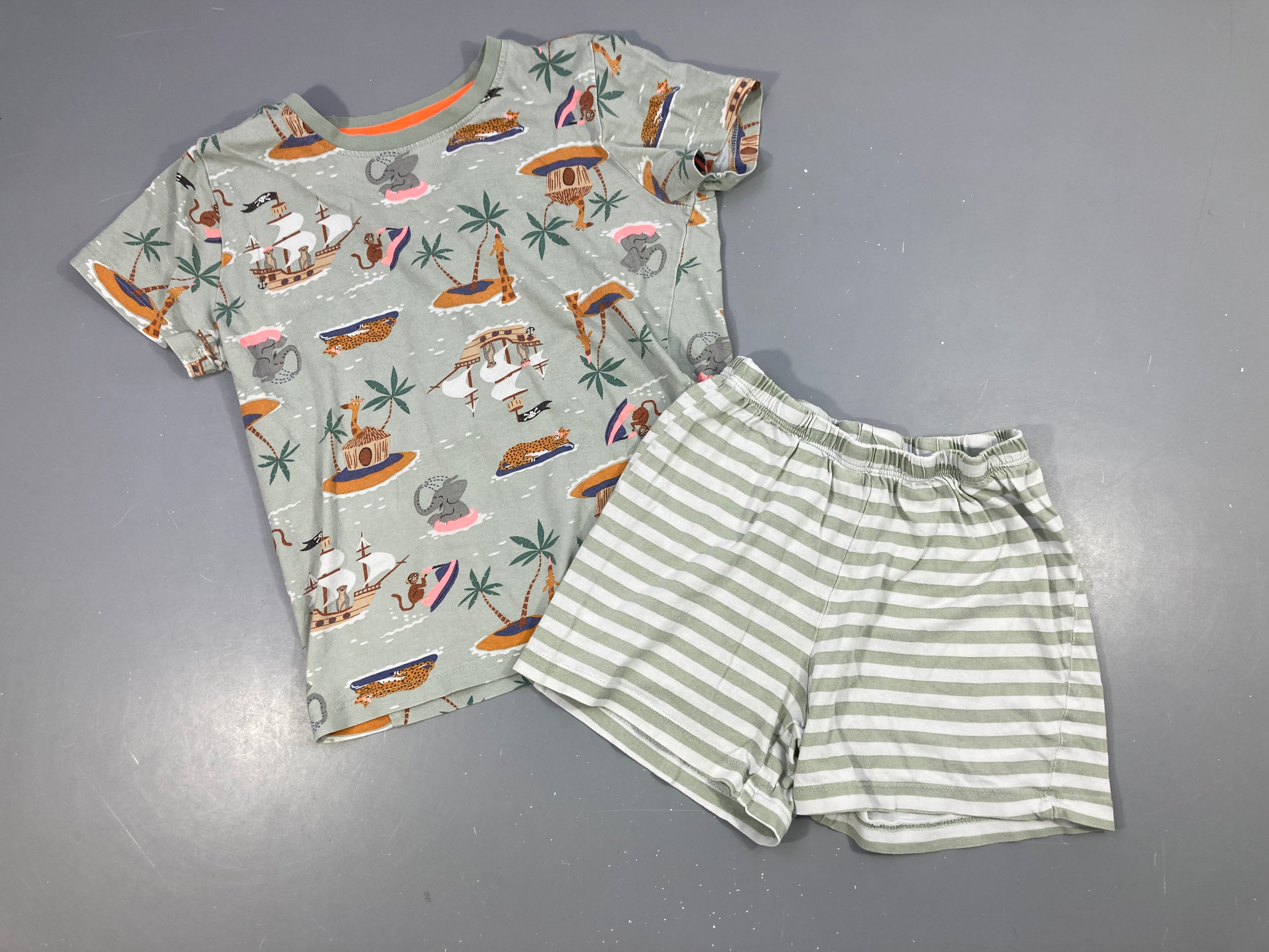 Pyjashort 2pcs jersey menthe bateau pirate félojns singes