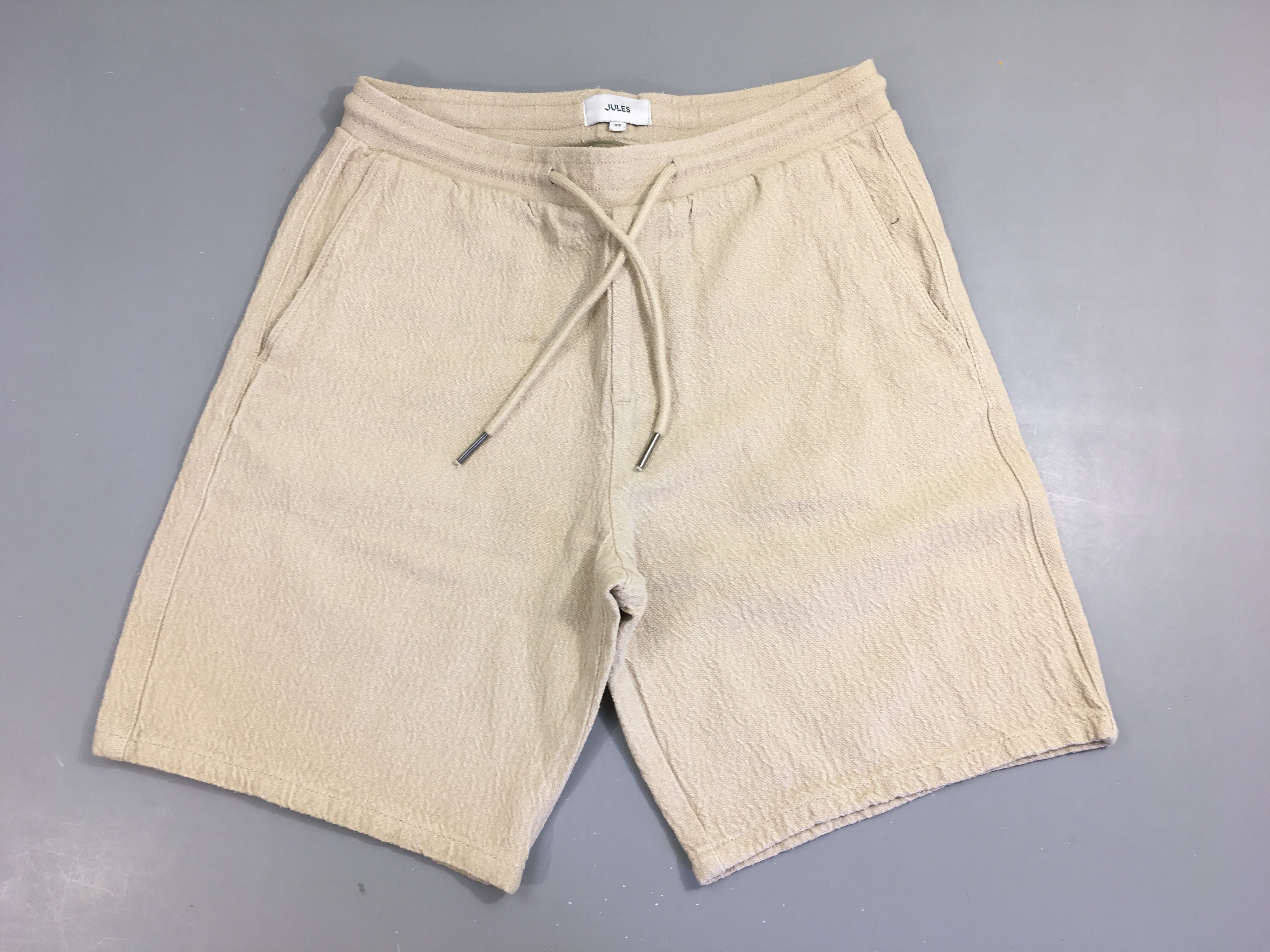 Bermuda molleton texturé beige, bouloché, Jules