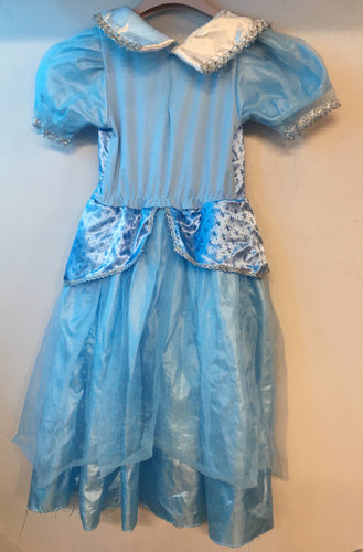Déguisement robe Cendrillon bleu clair tulle, bas abimé/effiloché, moins cher chez Petit Kiwi