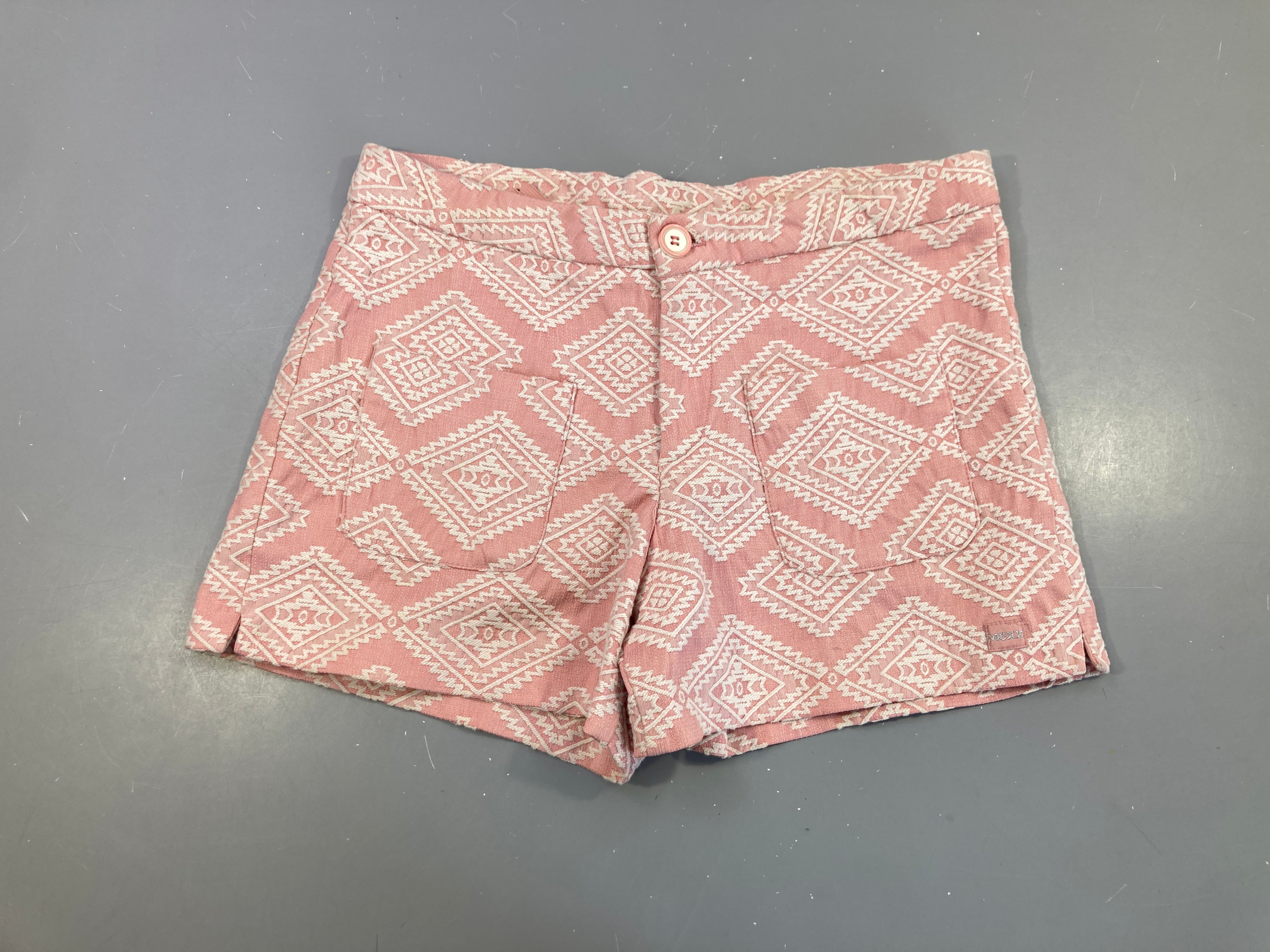 Short rose broderies poches appliquées