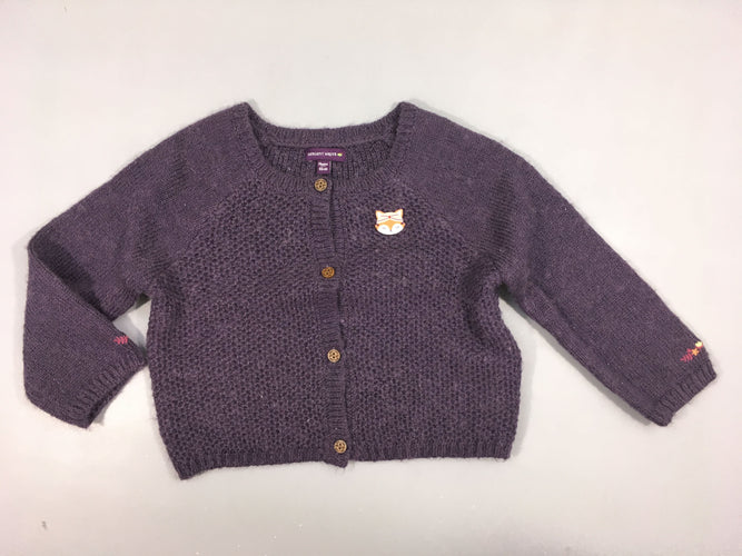 Gilet mauve renard, 15% laine, moins cher chez Petit Kiwi