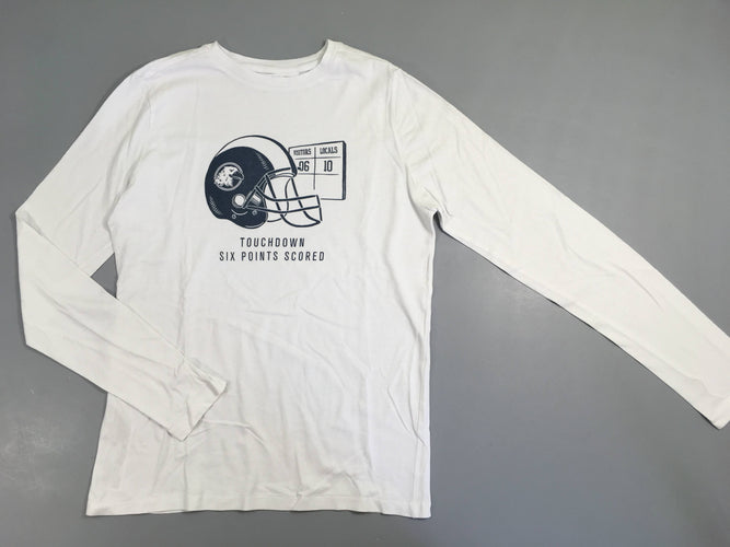 T-shirt m.l blanc casque rugby, moins cher chez Petit Kiwi