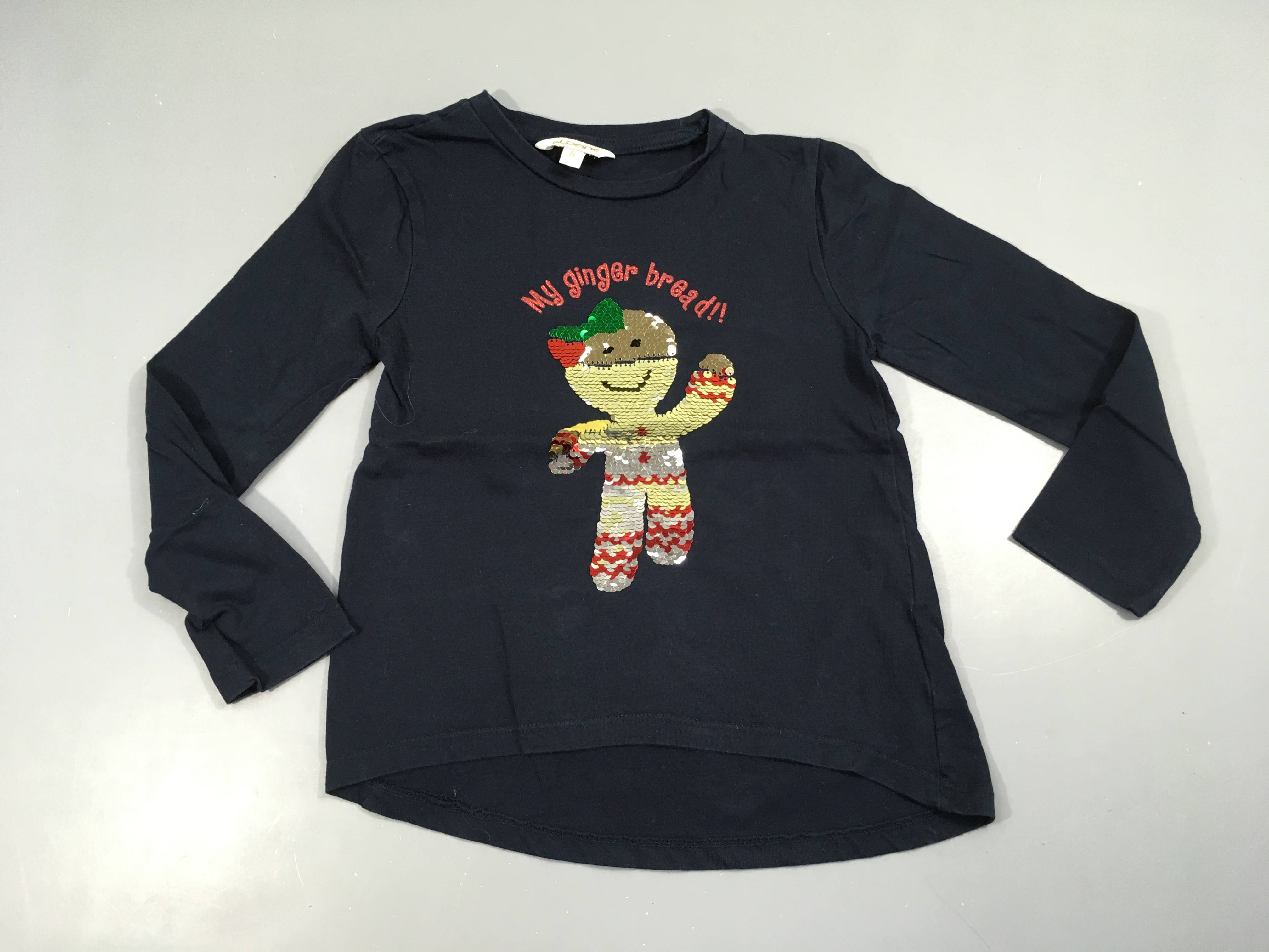 T-shirt m.l bleu marine biscuit boonhomme sequins