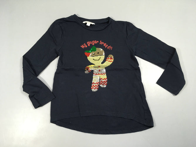T-shirt m.l bleu marine biscuit boonhomme sequins, moins cher chez Petit Kiwi