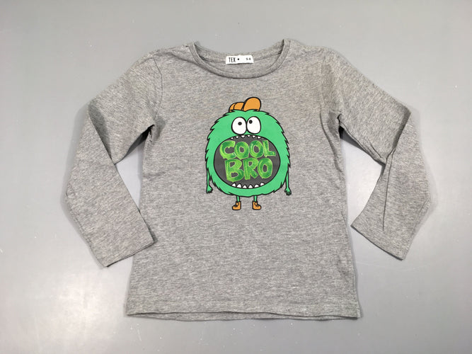 T-shirt m.l gris chiné Monstre, moins cher chez Petit Kiwi