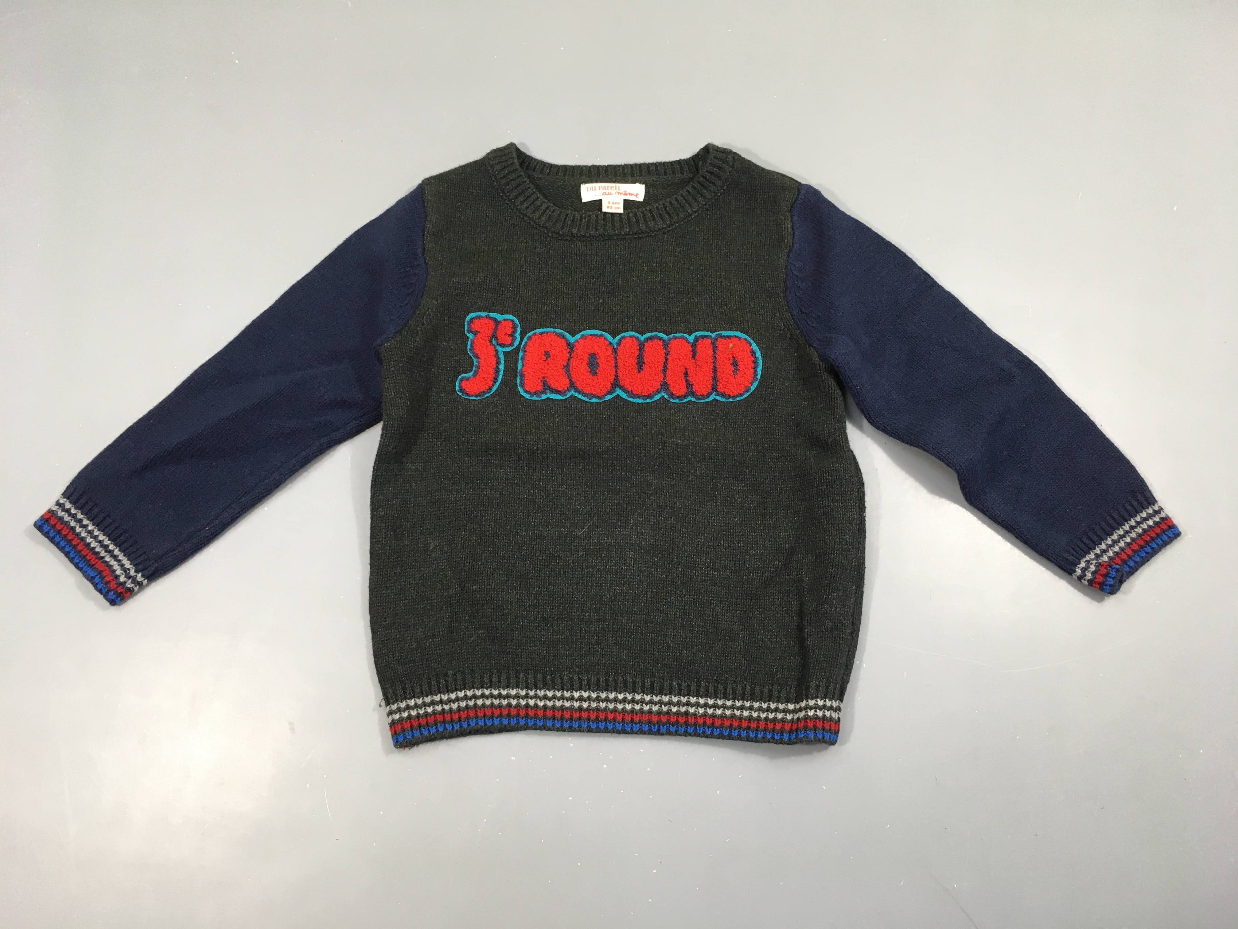 Pull gris foncé-bleu Round