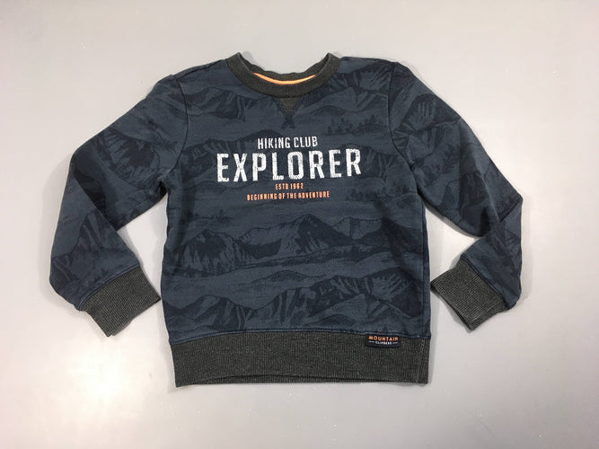 Sweat bleu foncé Explorer légèrement bouloché, moins cher chez Petit Kiwi