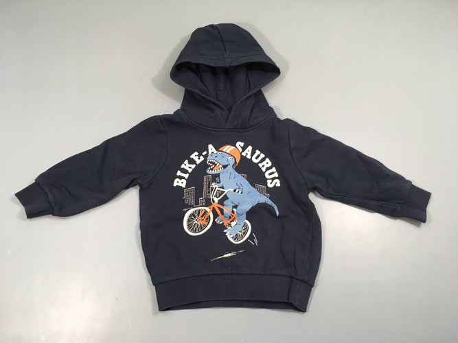 Sweat à capuche bleu foncé Dino cycliste, moins cher chez Petit Kiwi