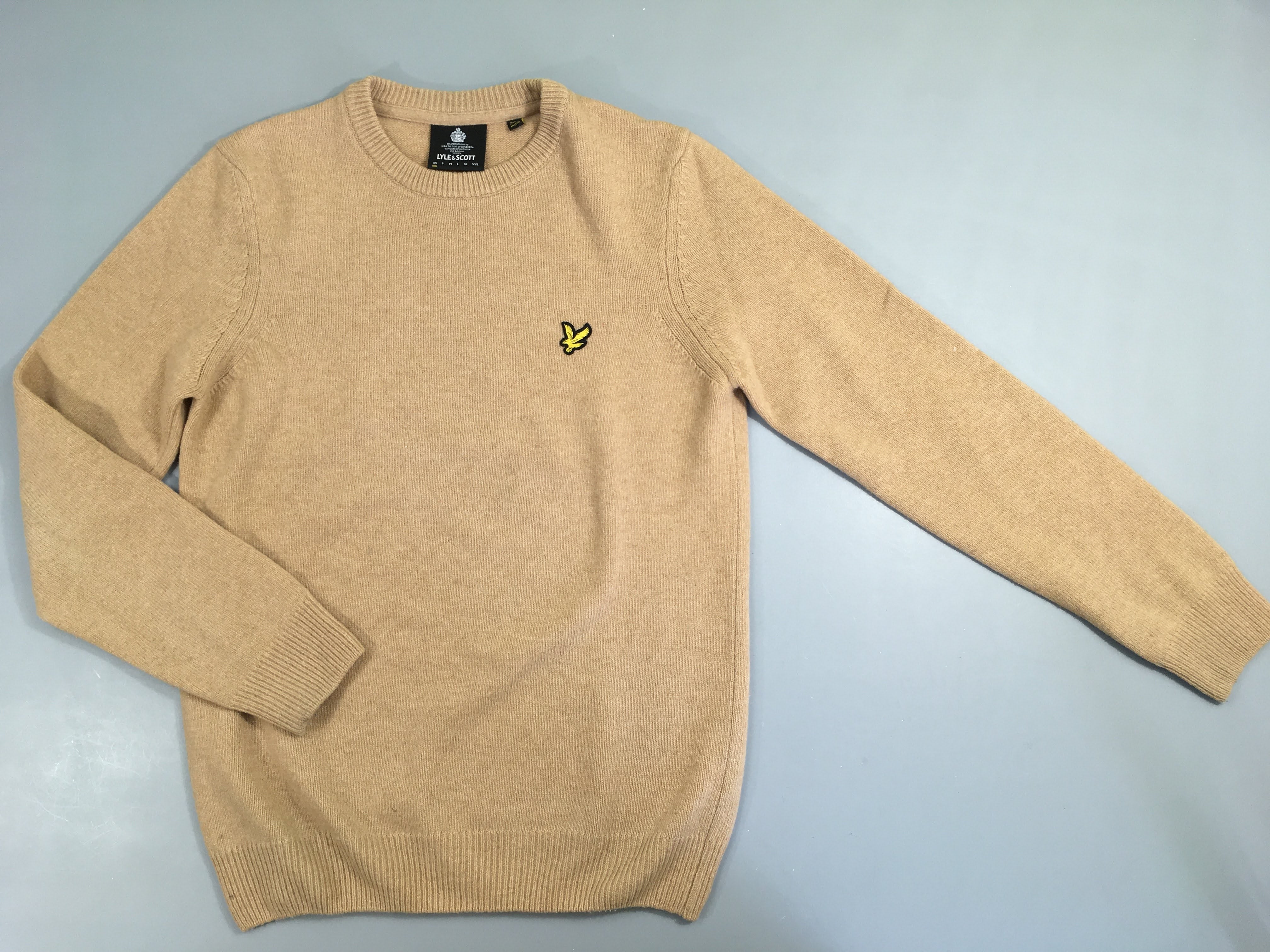 Pull beige chiné, 80% laine, Lyle&Scott