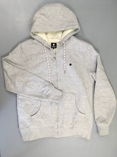 Sweat zippéà capuche gris chiné fourré peluche, Faguo bouloché, moins cher chez Petit Kiwi