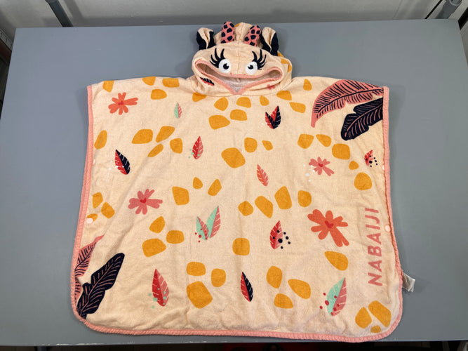 Poncho de Bain Coton- Girafe Blanc Rose Nabaiji, moins cher chez Petit Kiwi