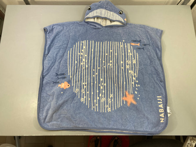 Poncho de bain coton- Baleine bleu Nabaiji, moins cher chez Petit Kiwi