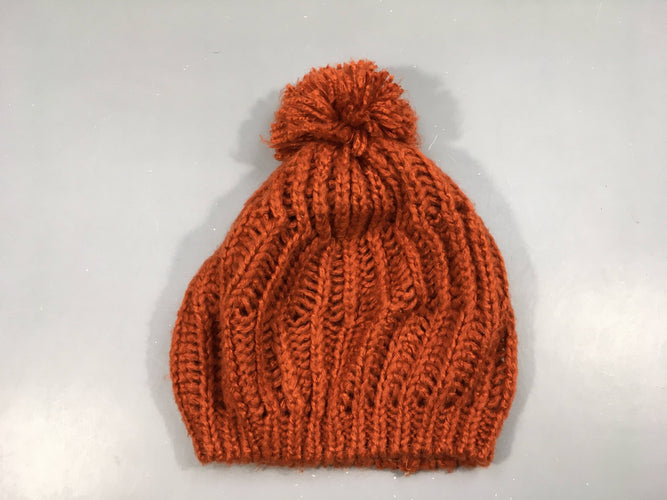 Bonnet mailles rouilles pompon, moins cher chez Petit Kiwi