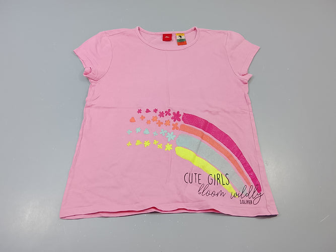 T-shirt m.c rose dessins coloré pailletés "Cute girls", moins cher chez Petit Kiwi