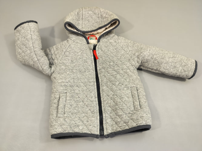 Gilet veste zippé à capuche gris  matelassé. Intérieur moutonné., moins cher chez Petit Kiwi