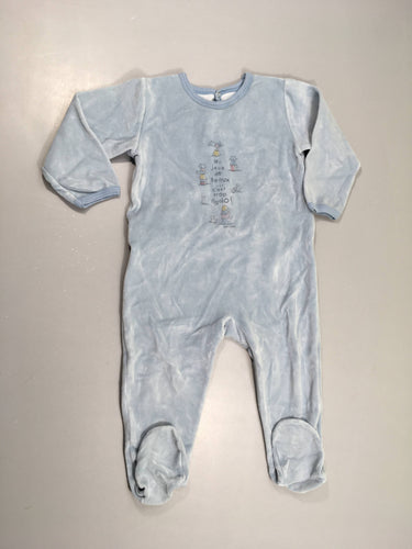 Pyjama velours bleu rigolo, moins cher chez Petit Kiwi