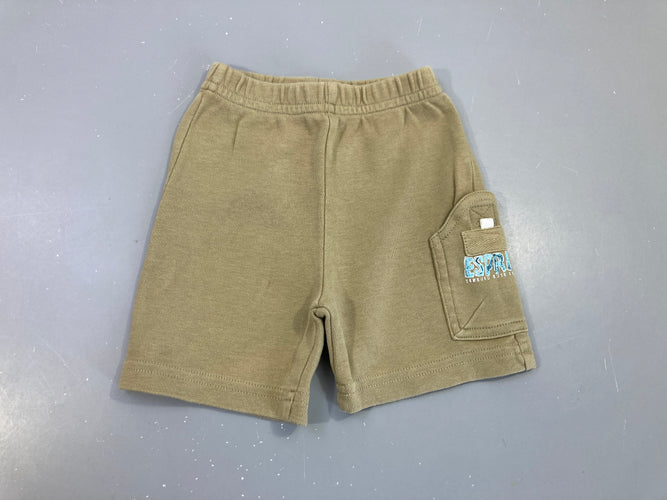 Bermuda molleton kaki poche latérale esprit, moins cher chez Petit Kiwi
