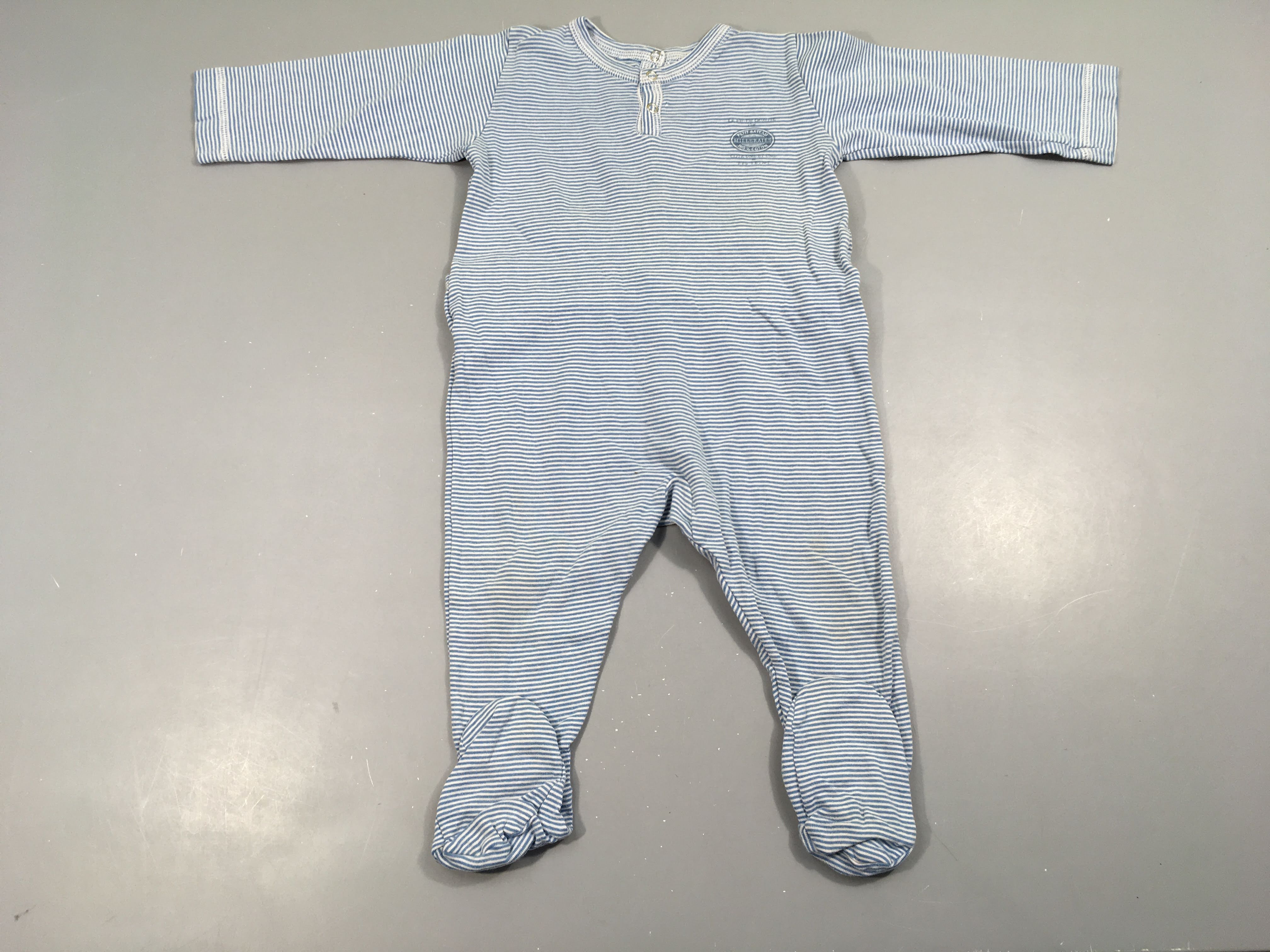 Pyjama jersey rayé blanc/bleu