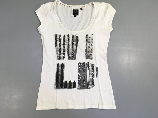 T-shirt m.c blanc sequins-Bouloché, moins cher chez Petit Kiwi