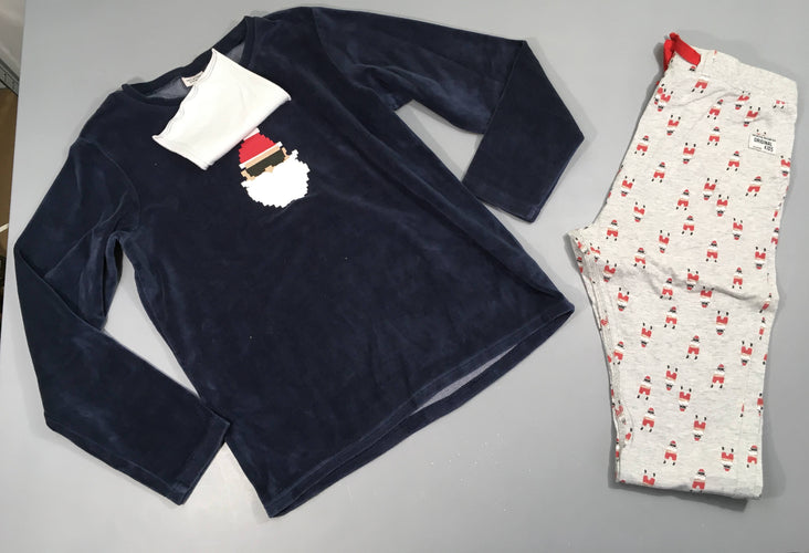 Pyjama 2pcs velours bleu foncé bas jersey Christmas, moins cher chez Petit Kiwi