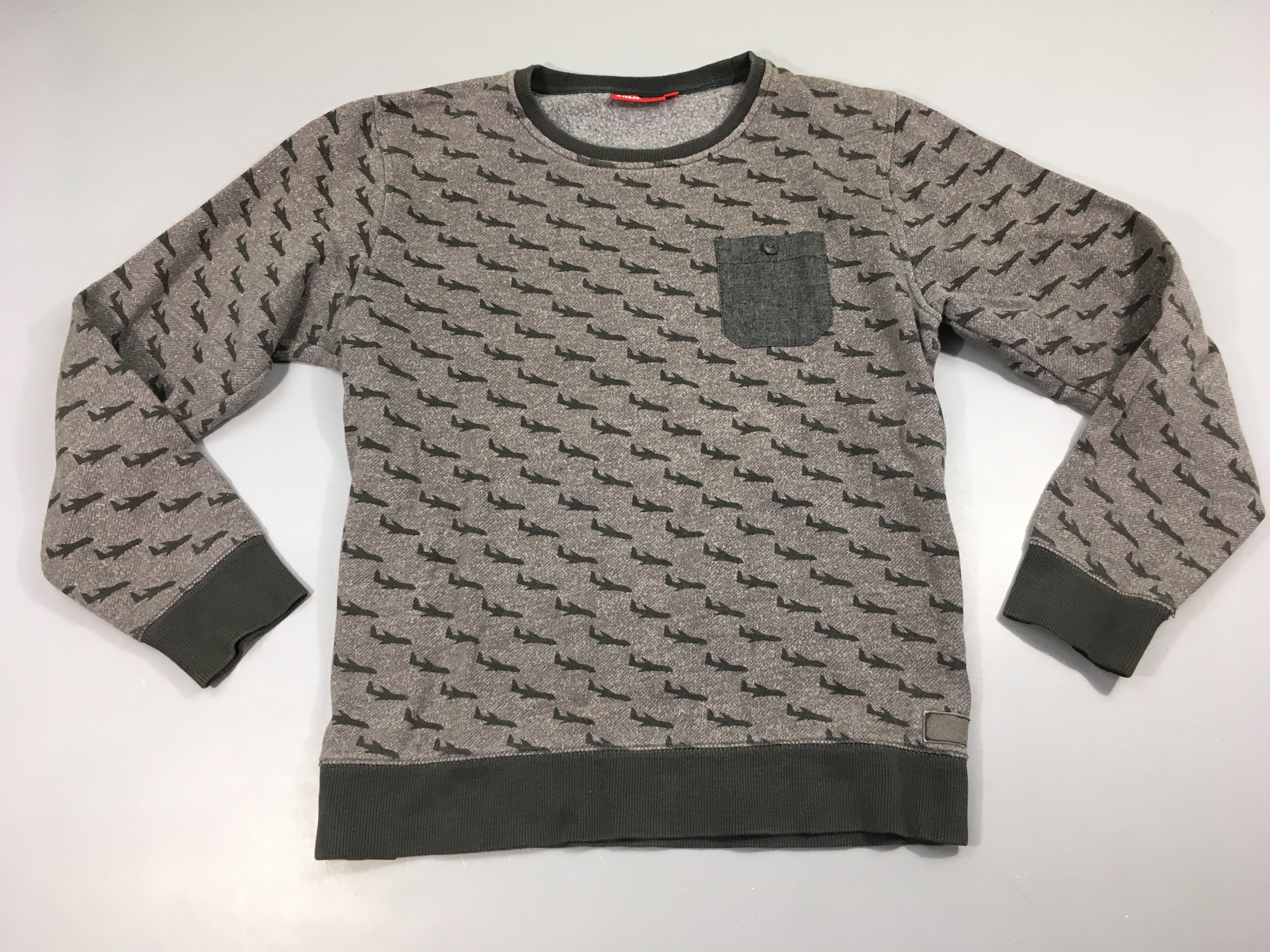 Sweat mailles gris chiné avions
