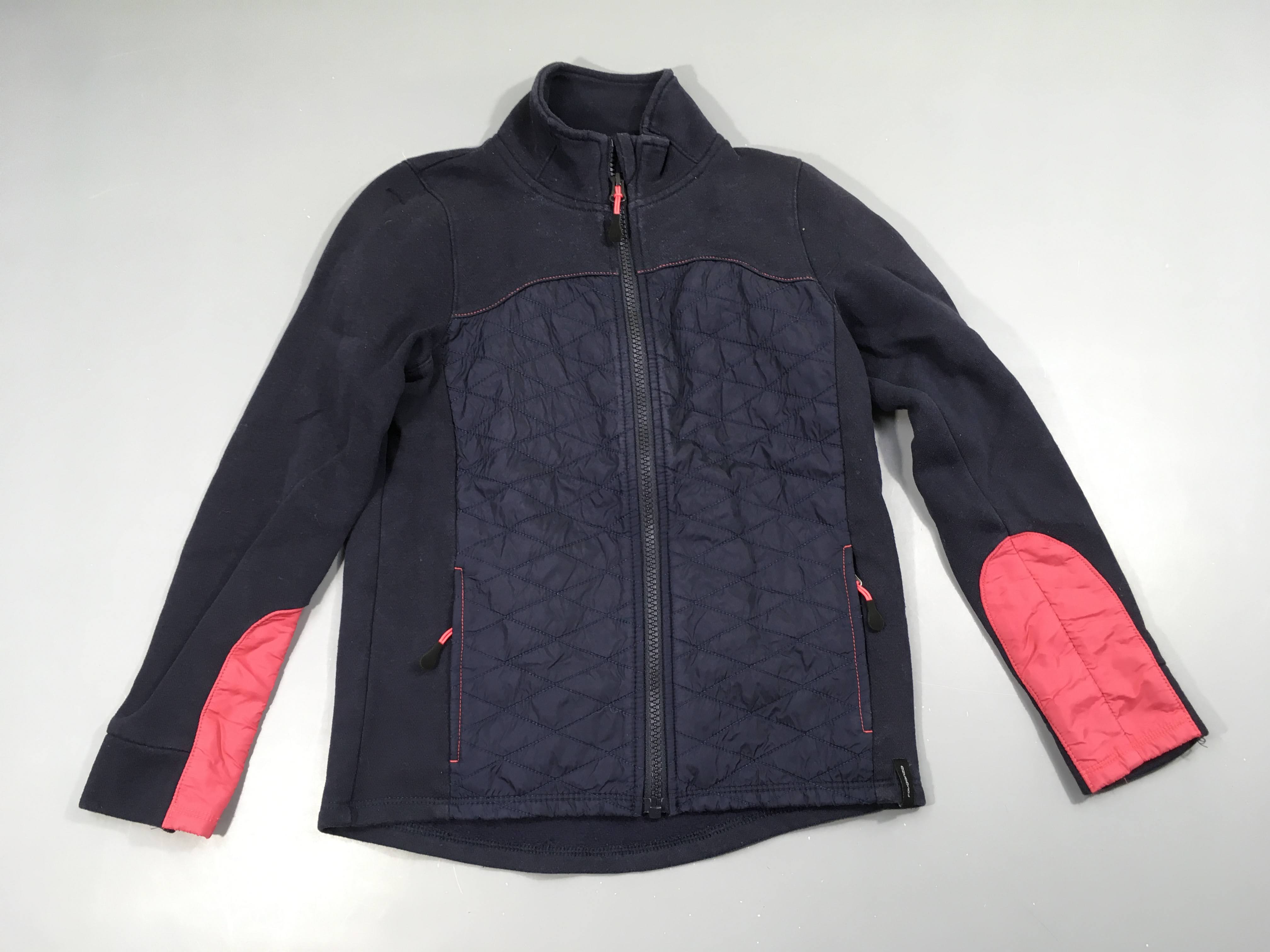 Sweat zippé bleu marine/rose, Fouganza