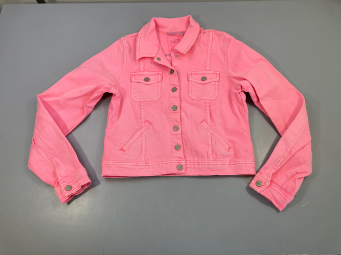 Veste en jean rose néon, moins cher chez Petit Kiwi