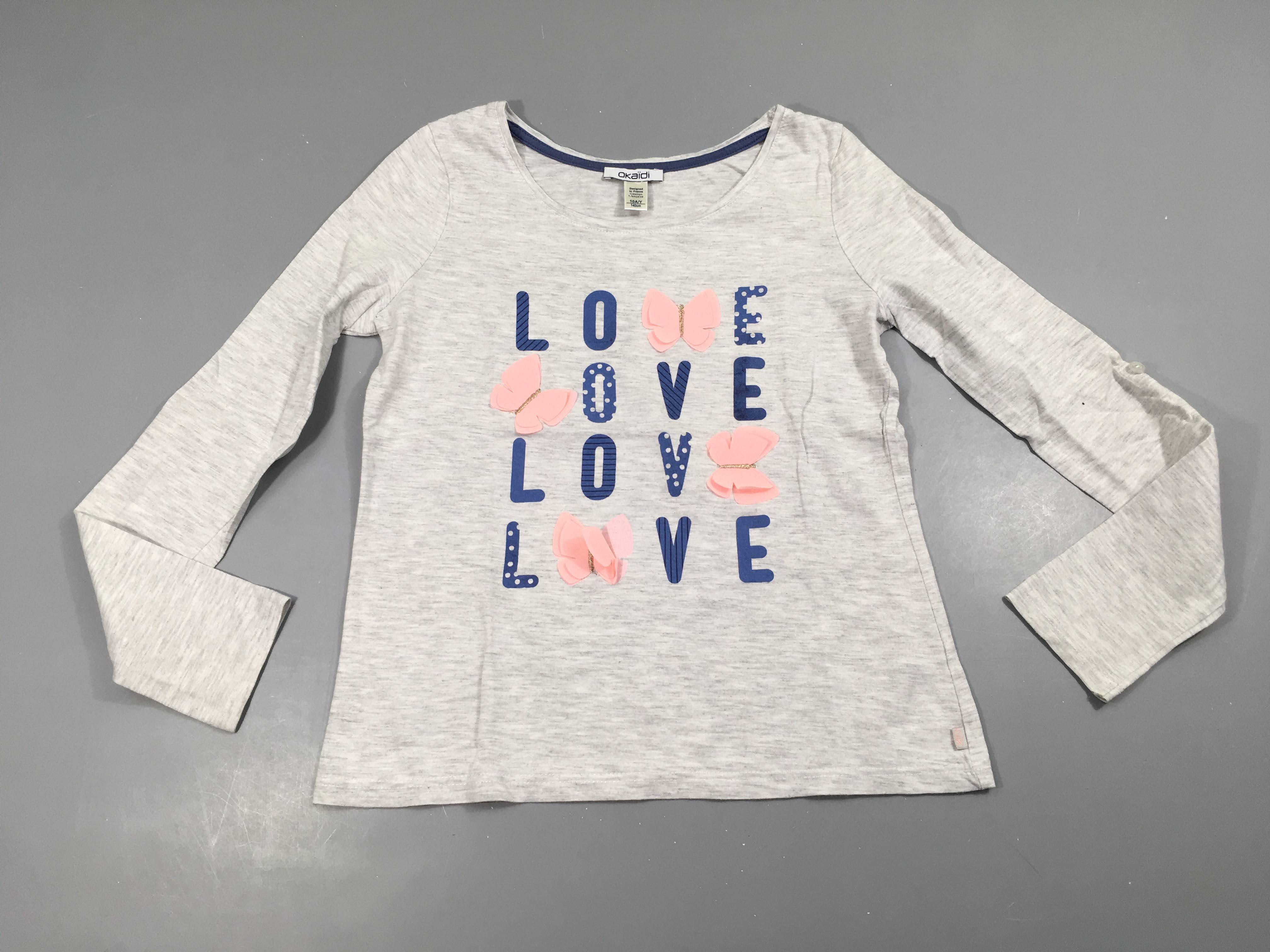 T-shirt m.l gris chiné Love tulle