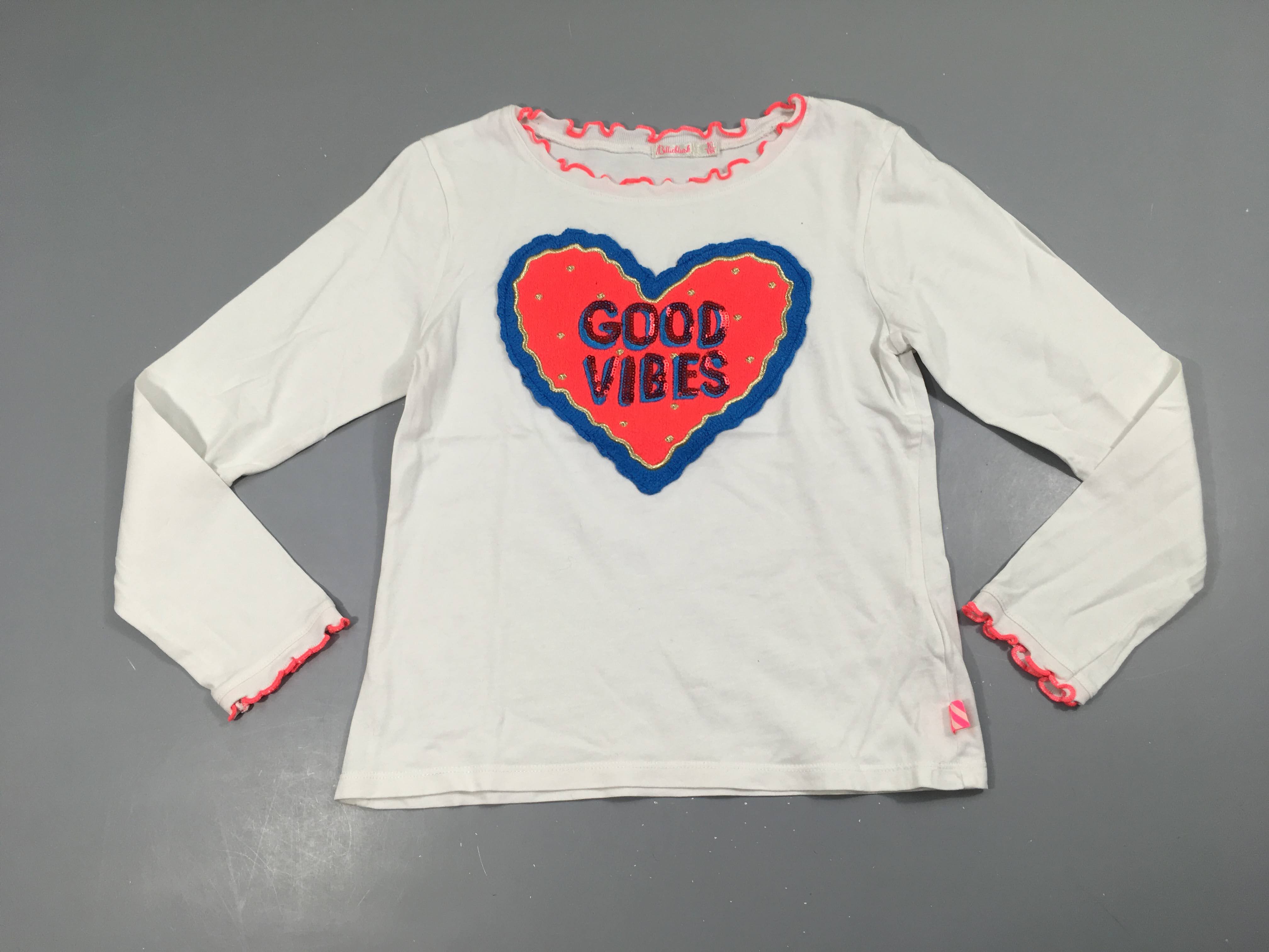 T-shirt m.l blanc coeur Good sequins relief