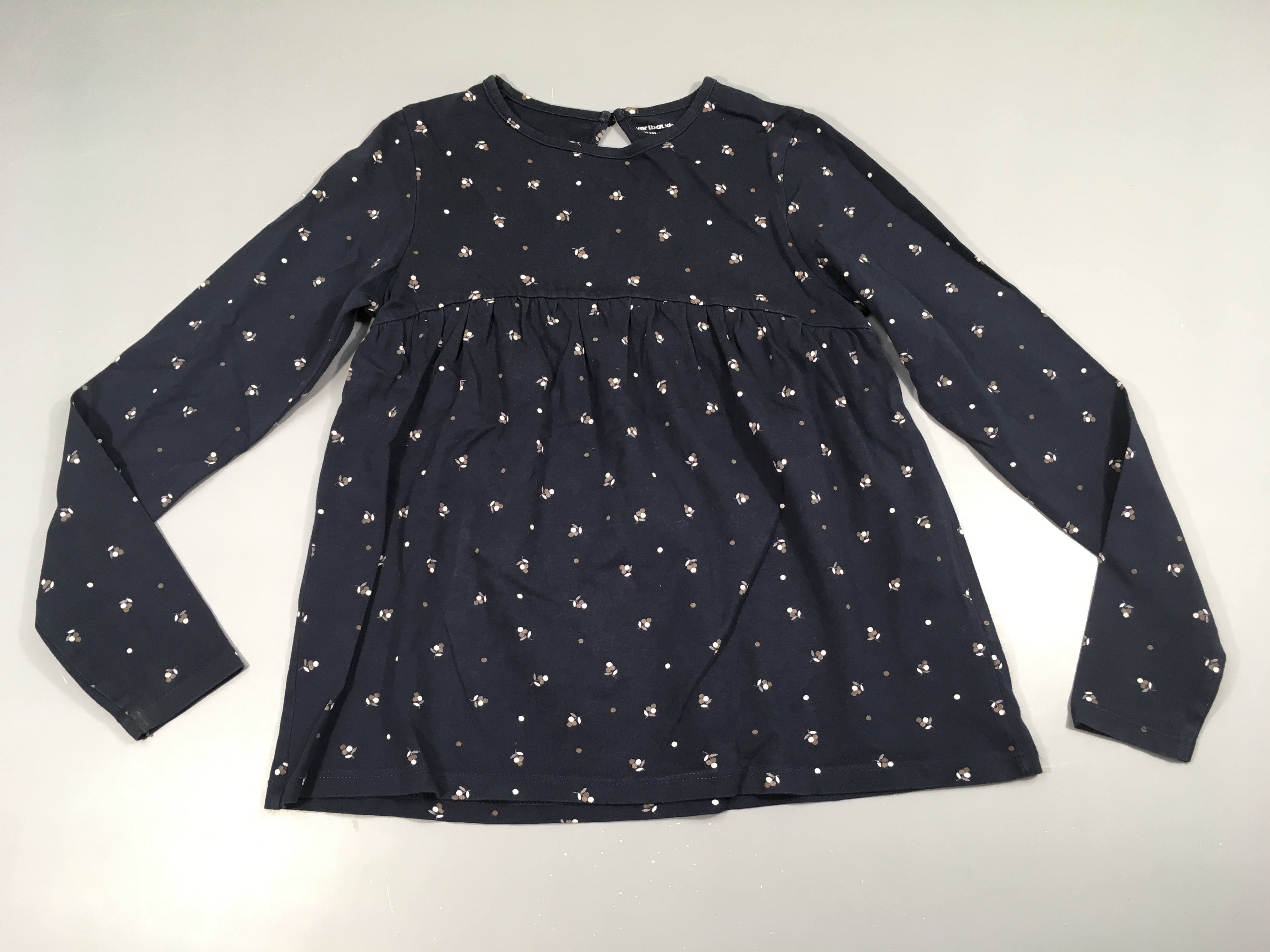 T-shirt m.l bleu foncé fleurs