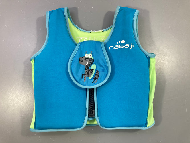 Gilet de natation bleu Nabaiji zèbre 18-30kg, moins cher chez Petit Kiwi