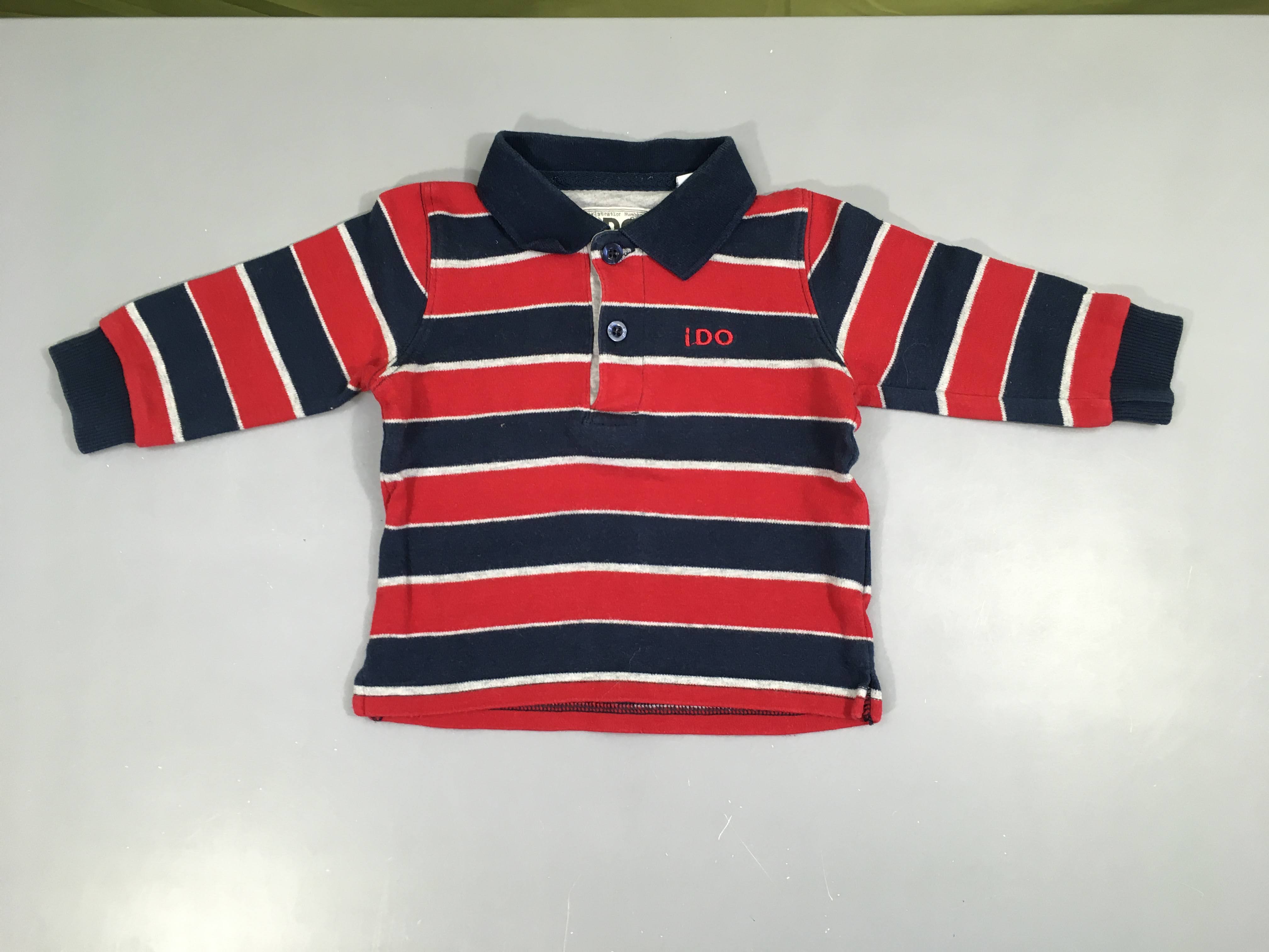 Polo ml bleu rayé rouge i do