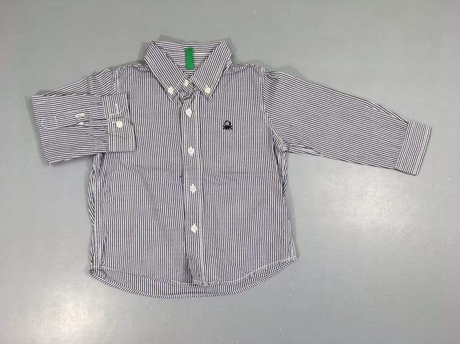 Chemise blanche lignée bleu, moins cher chez Petit Kiwi