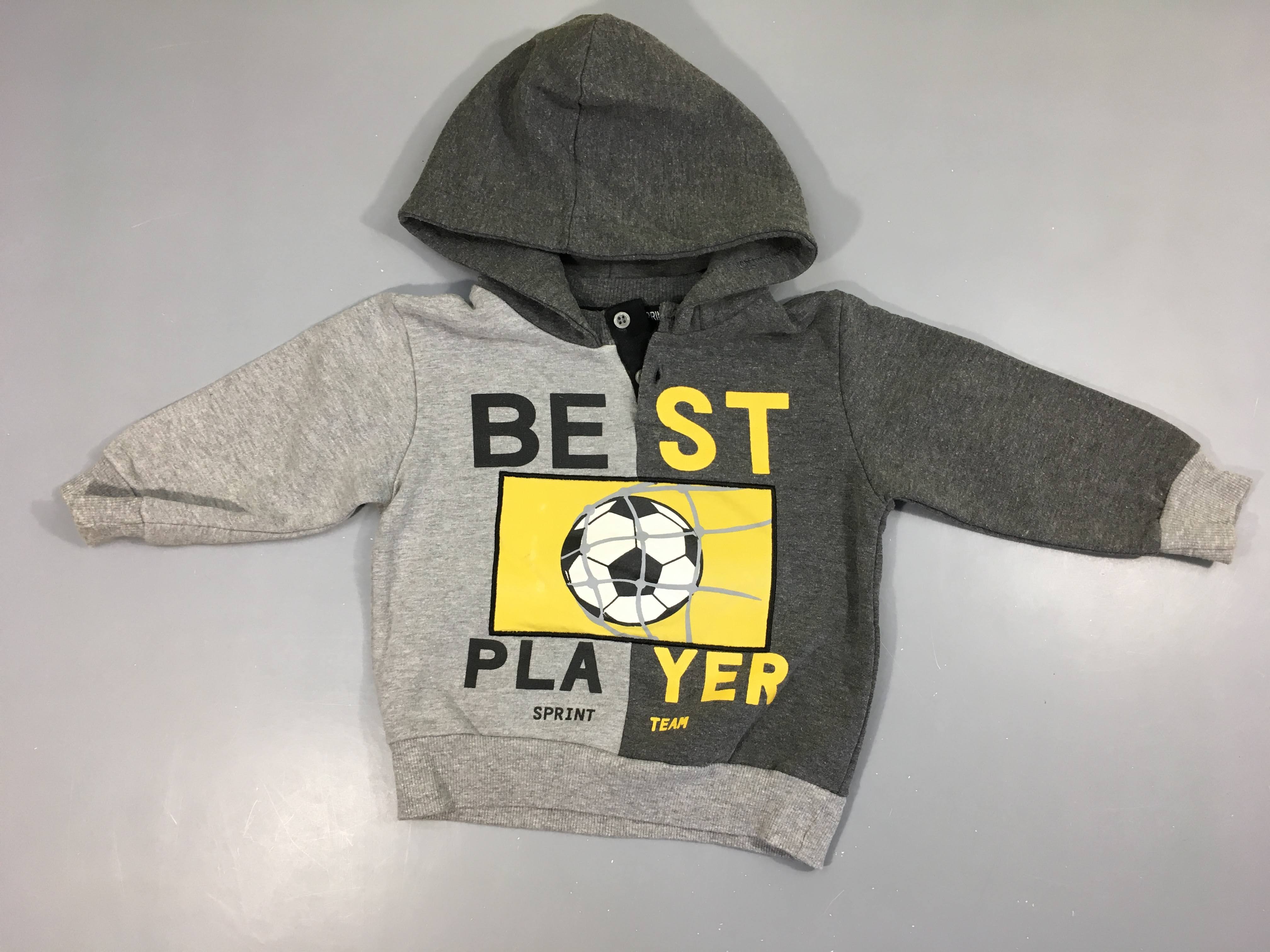 Sweat gris à capuche Best-auréole à G du ballon