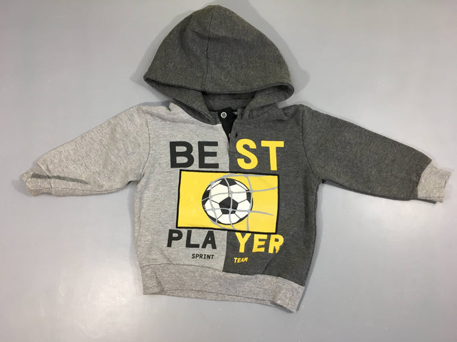 Sweat gris à capuche Best-auréole à G du ballon, moins cher chez Petit Kiwi