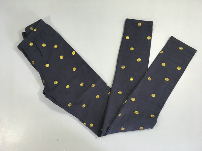 Legging épais bleu foncé pois dorés, genoux souillés, moins cher chez Petit Kiwi