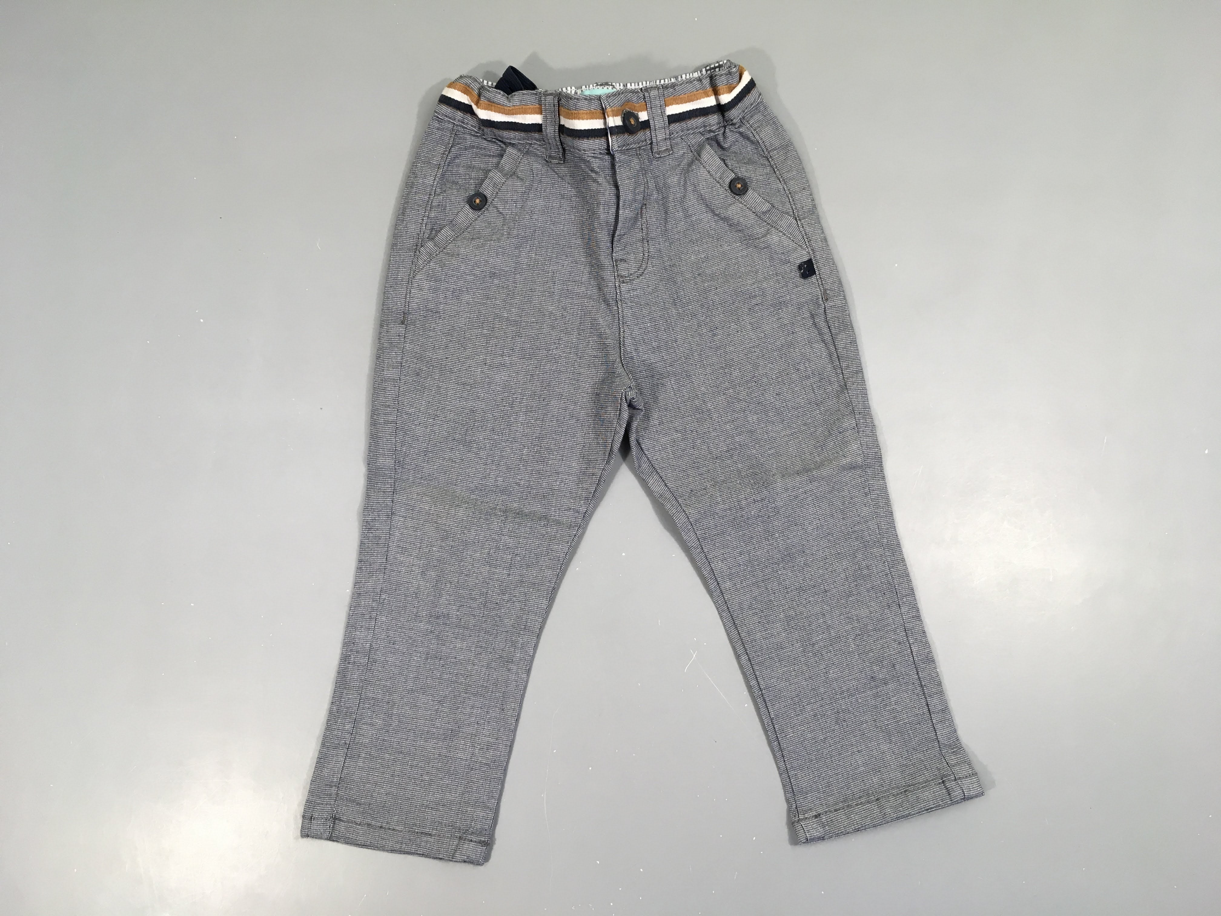Pantalon chino gris mini carreaux